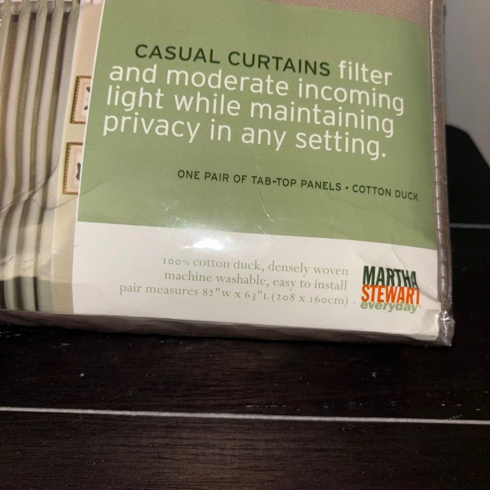 Martha Stewart Everyday Casual Curtains | Ctn Duck Tab‎ Top Panels Beige 82x63